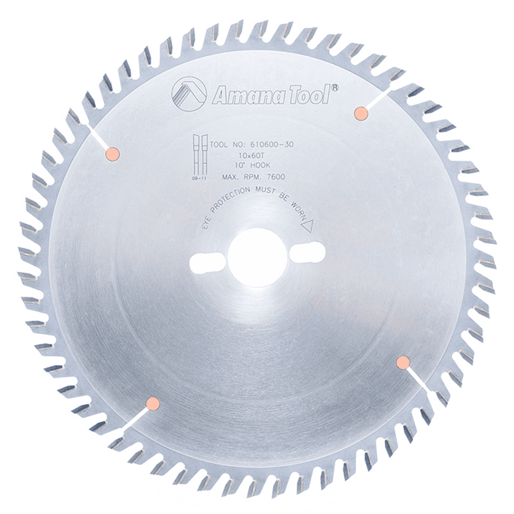 10" x 60 Teeth Cross-Cut/Cut-Off Saw Blade, 30mm Bore Diameter - Main Image