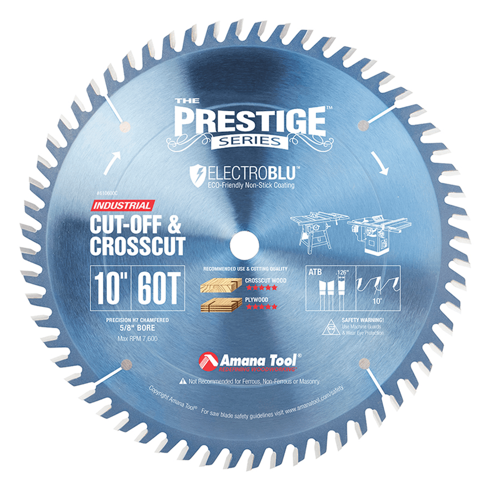 10" x 60 Teeth Electro-Blu Non-Stick Coated Cross-Cut/Cut-Off Saw Blade - Main Image