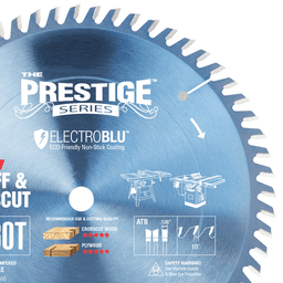 10" x 60 Teeth Electro-Blu Non-Stick Coated Cross-Cut/Cut-Off Saw Blade - Alt Image 1
