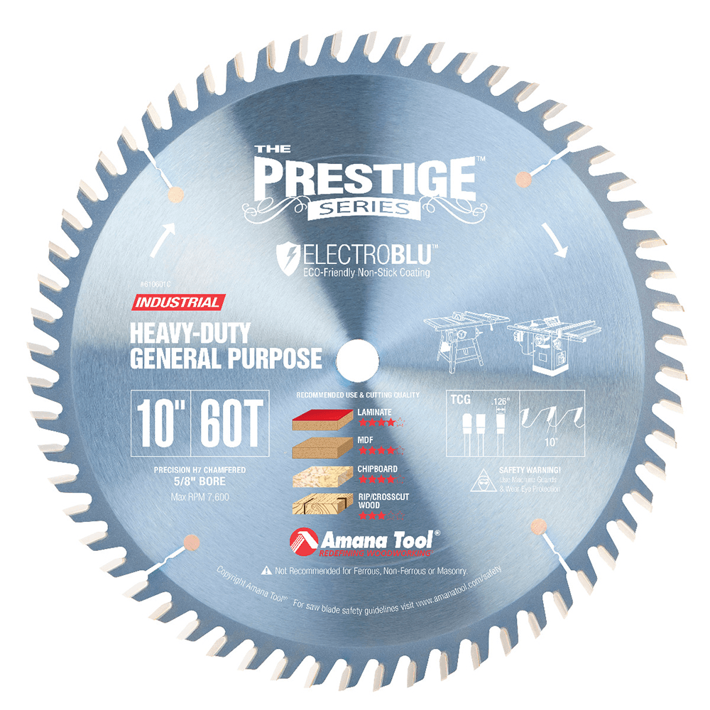 10" x 60 Teeth Heavy Duty Electro-Blu Non-Stick Coated Cross-Cut/Cut-Off Saw Blade - Main Image