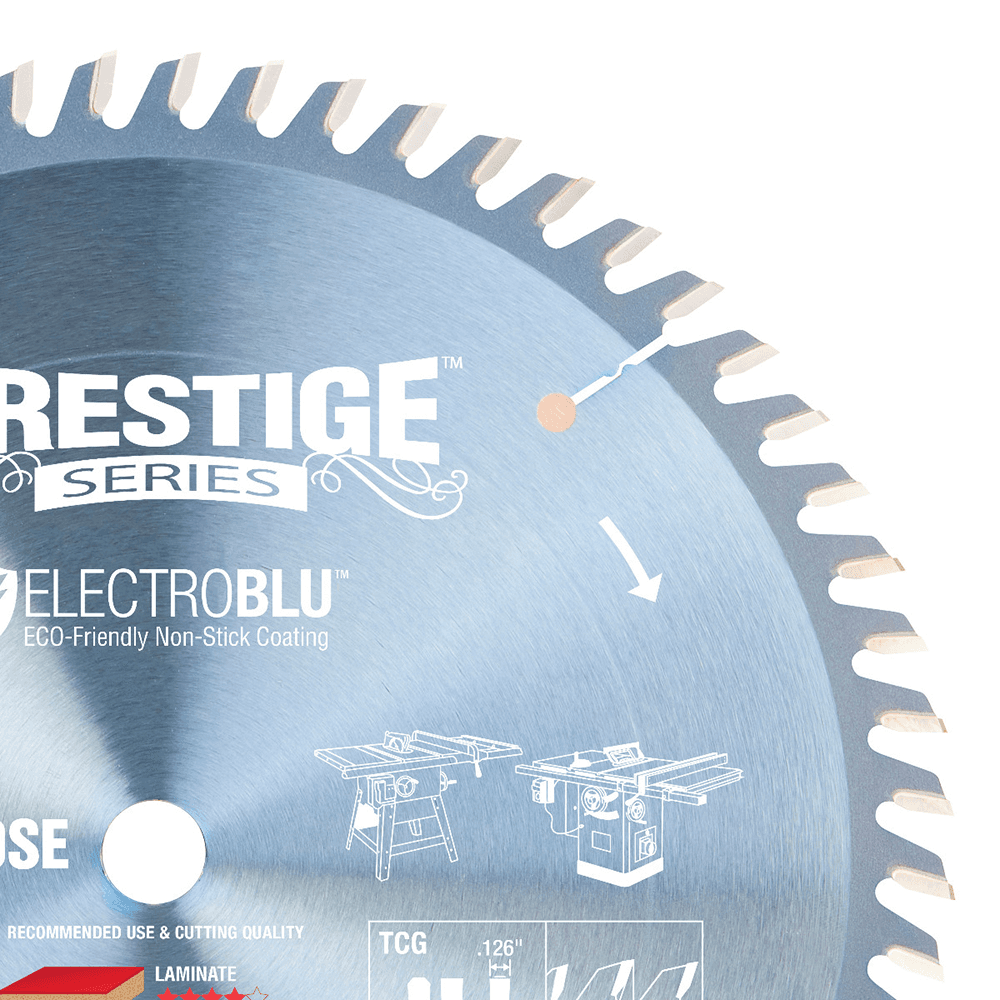 10" x 60 Teeth Heavy Duty Electro-Blu Non-Stick Coated Cross-Cut/Cut-Off Saw Blade - Alt Image 1