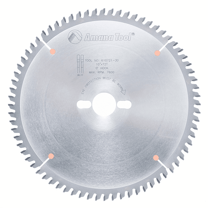 Amana 10" x 72 Teeth Saw Blade for Solid Surface Materials, 30mm Bore