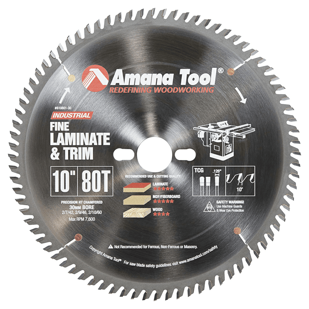 10" x 80 Teeth Fine Cut-Off/Cross-Cut Saw Blade, 30mm Bore - Main Image