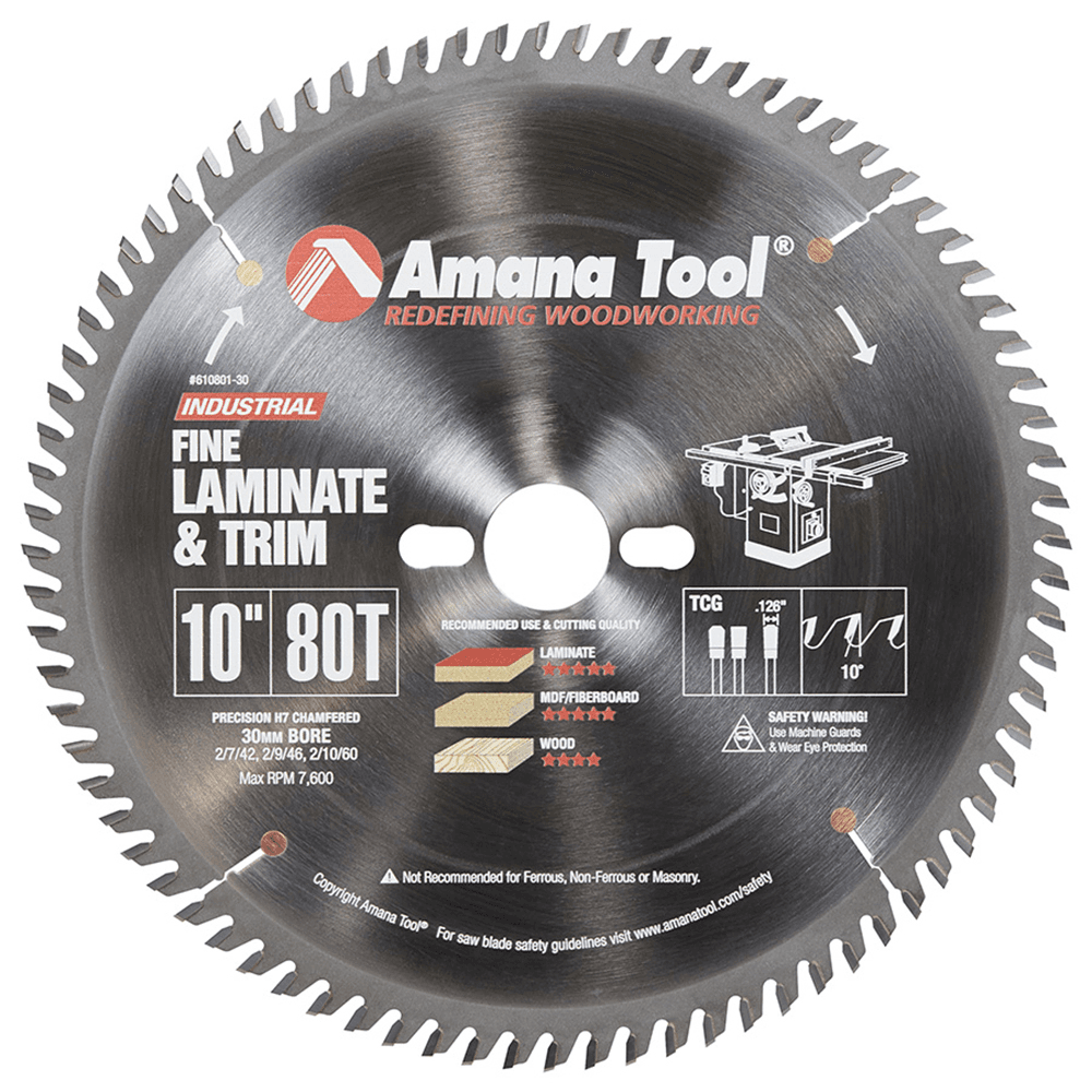 10" x 80 Teeth Fine Cross-Cut/Cut-Off Saw Blade, 30mm Bore - Main Image