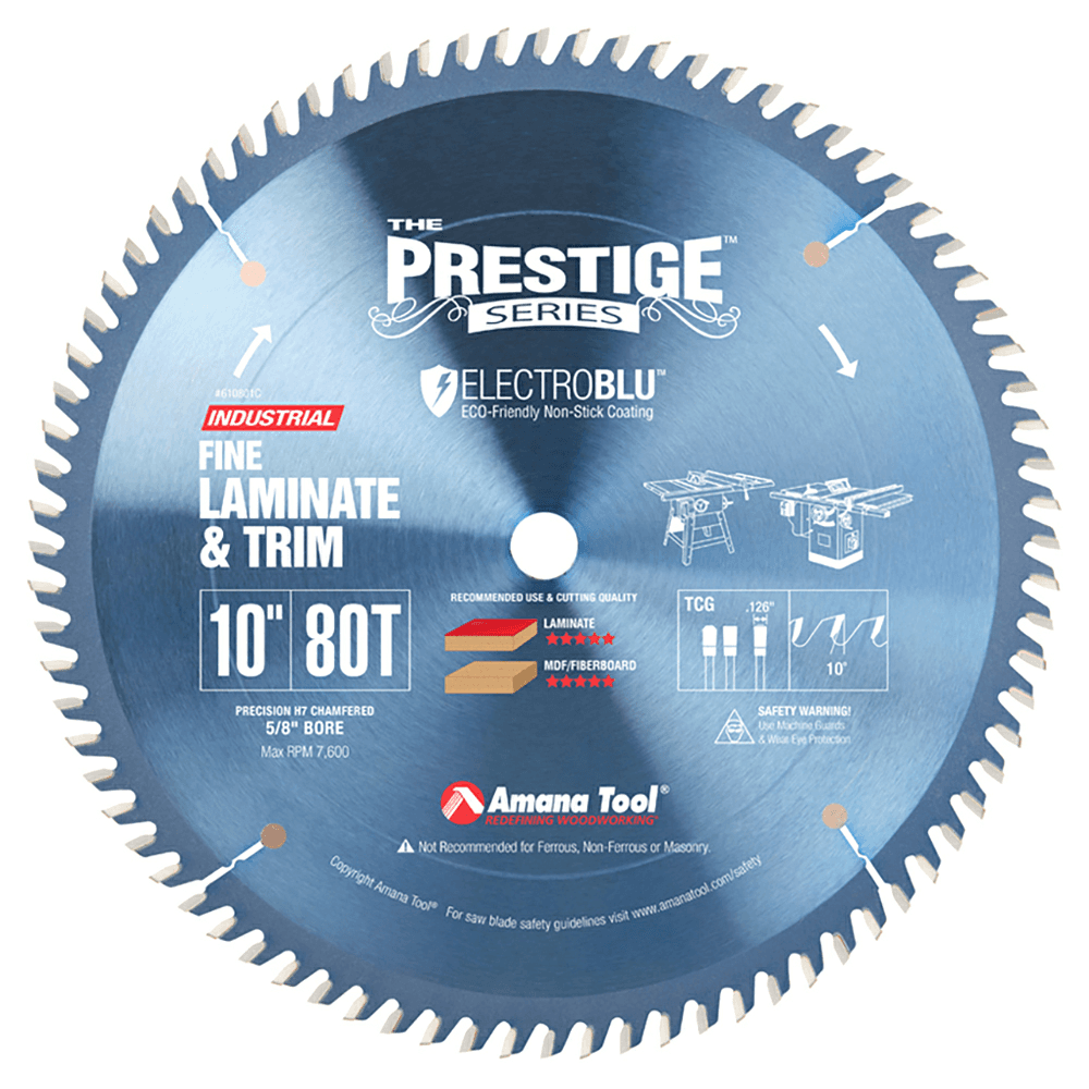 Prestige 10" x 80 Teeth Electro-Blu Non-Stick Coated Fine Cut-Off/Cross-Cut Saw Blade - Main Image
