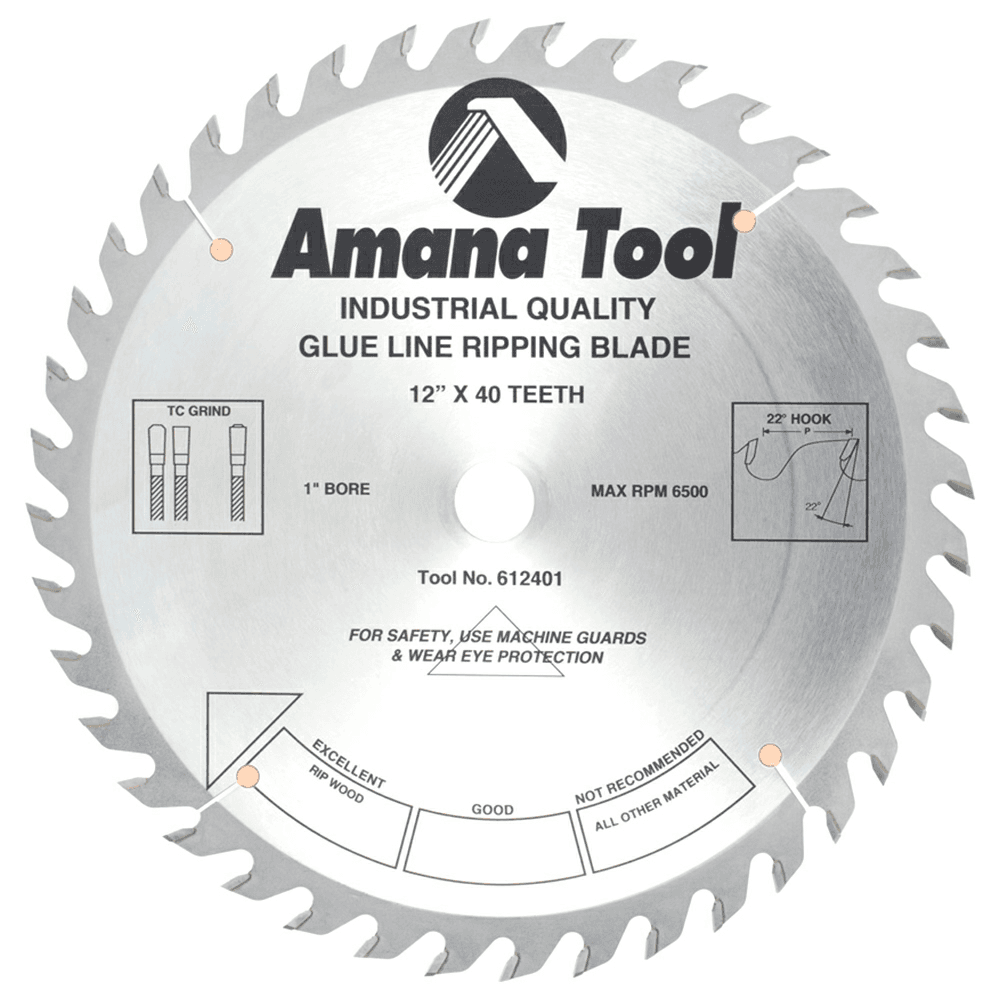 12" x 40 Teeth Glue Line Ripping Saw Blade - Main Image