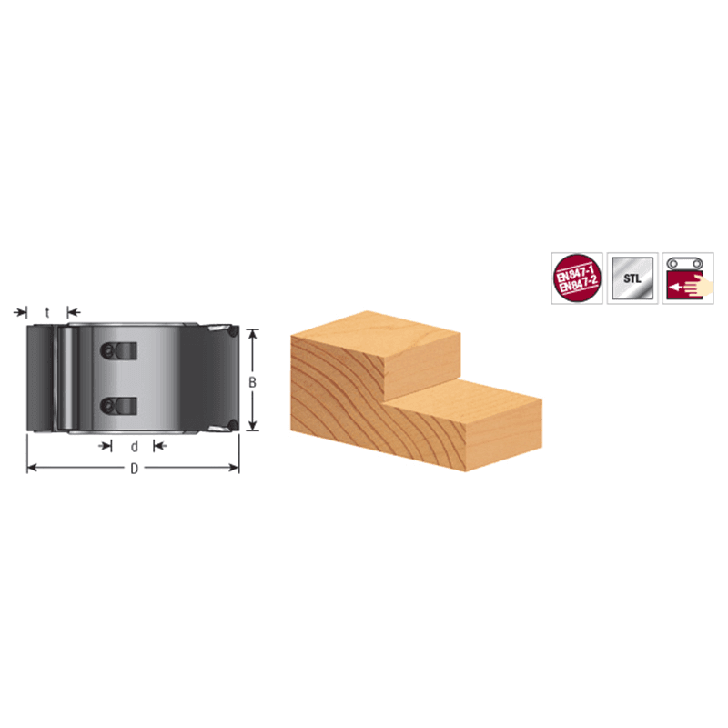 5" x 2-3/8" x 1-1/4" Bore Insert Carbide/Steel Rabbet Cutter Alt 1 - Image