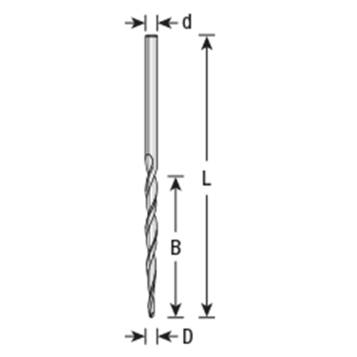 High-speed steel drill bit with tapered design for matching corresponding size screw.