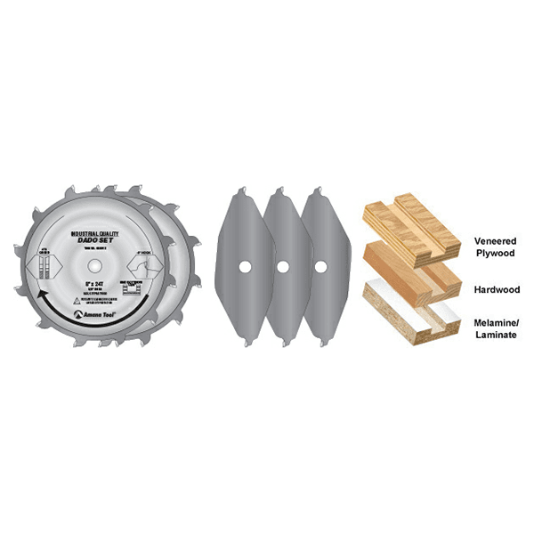 8" Dia x 12 Teeth Dado Set with Three 2-Wing Chippers Alt 5 - Image