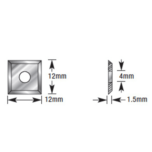 Amana 12mm x 12mm x 1.5mm Solid Carbide Insert Knife - Micro-finish for General Purpose