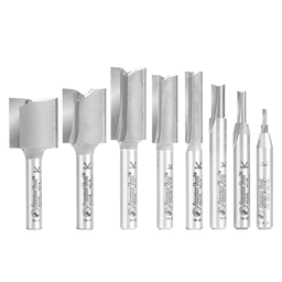 8-Piece High Production Straight Plunge Bit Collection, 1/4" Shank - Alt Image 1