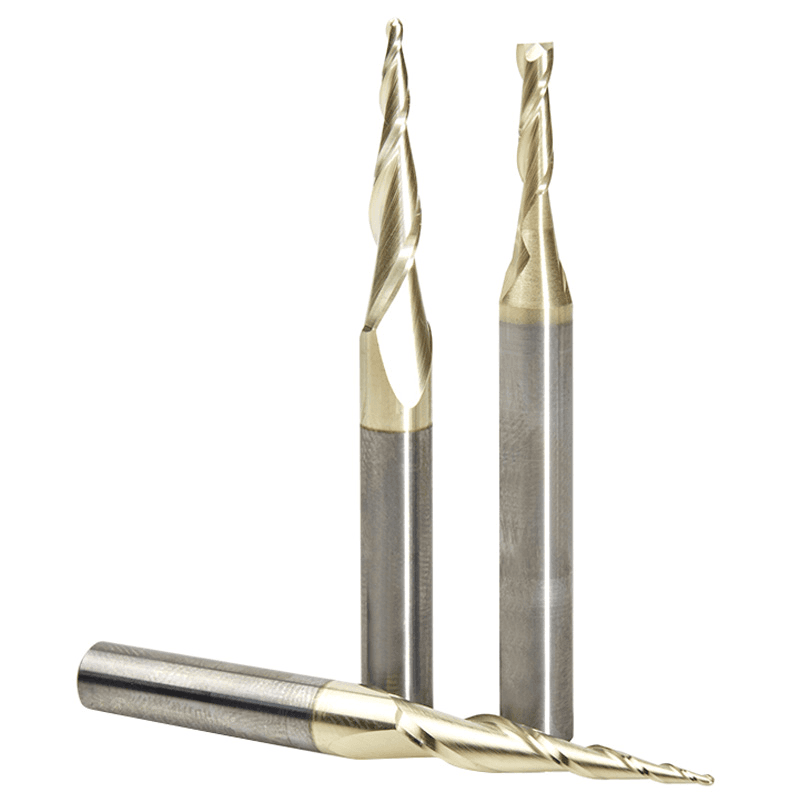 3-Piece CNC 2D/3D Carving Ball Nose/Flat Bottom ZrN Coated Up-Cut Spiral Router Bit Set, 1/4" Shank - Alt Image 1