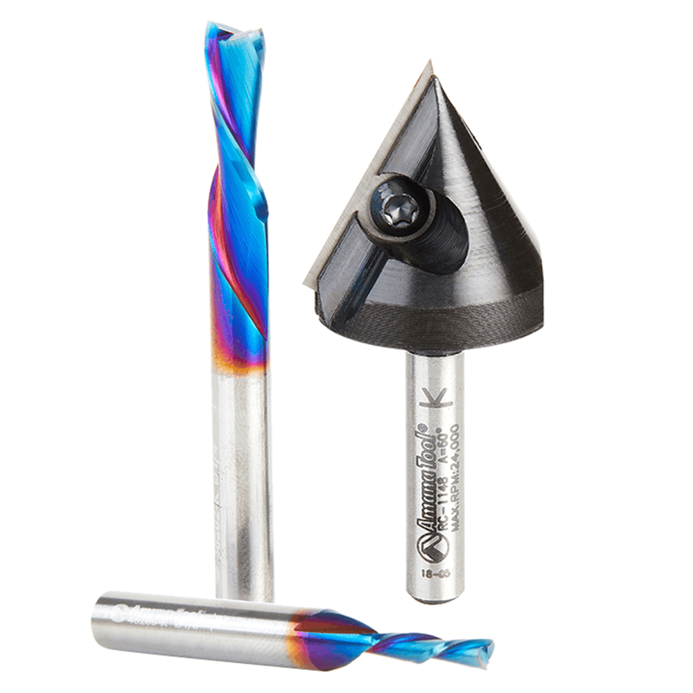 3-Piece Matt's CNC Starter Router Bit Pack, 1/4" Shank - Main Image