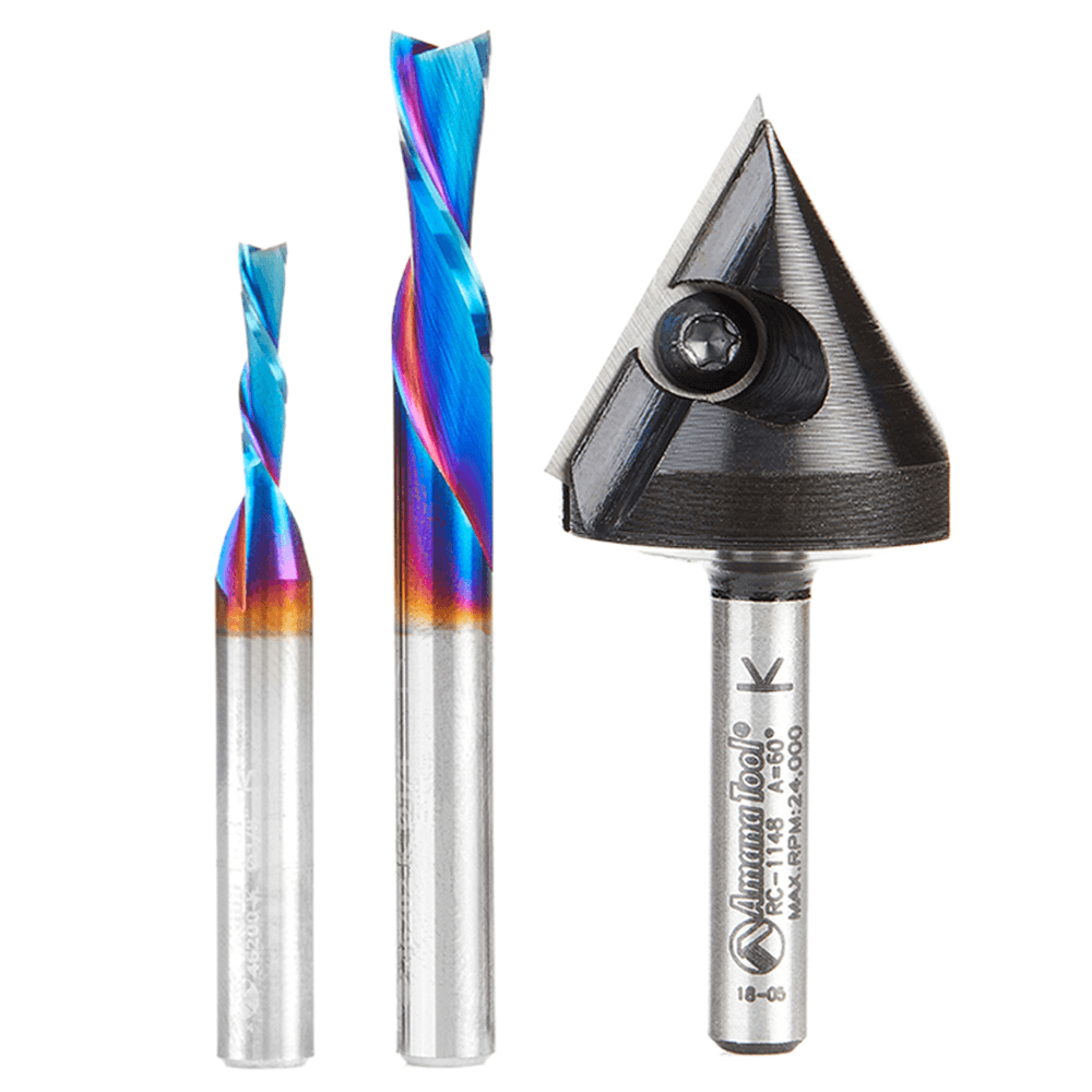 3-Piece Matt's CNC Starter Router Bit Pack, 1/4" Shank - Alt Image 1