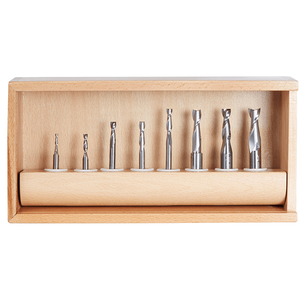 8-Piece Up-Cut CNC Spiral Router Bit Set - Alt Image 1