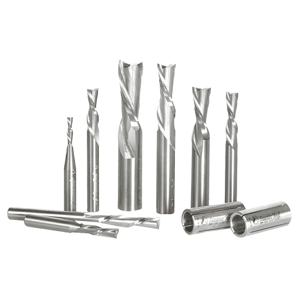 8-Piece Down-Cut CNC Spiral Router Bit Set - Main Image