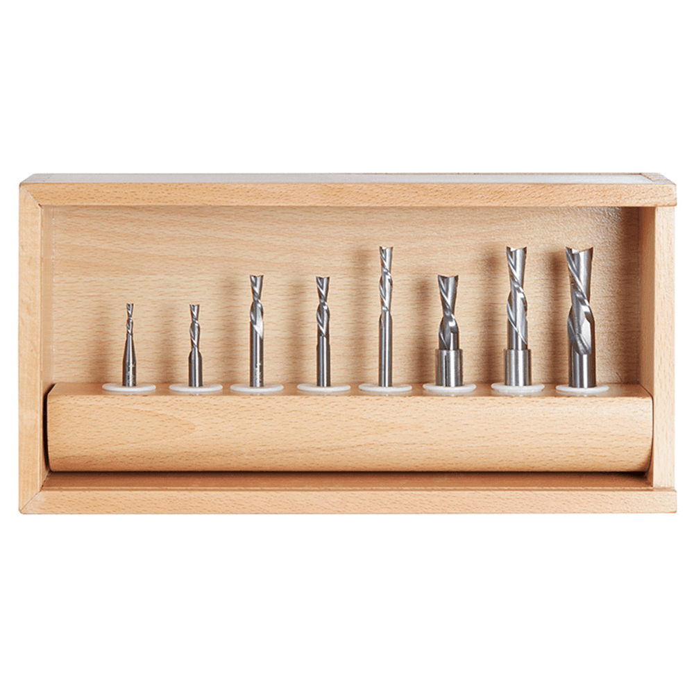 8-Piece Down-Cut CNC Spiral Router Bit Set - Alt Image 1