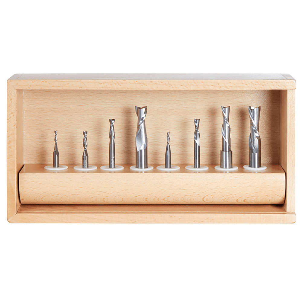 8-Piece Up/Down-Cut CNC Spiral Router Bit Set - Alt Image 1