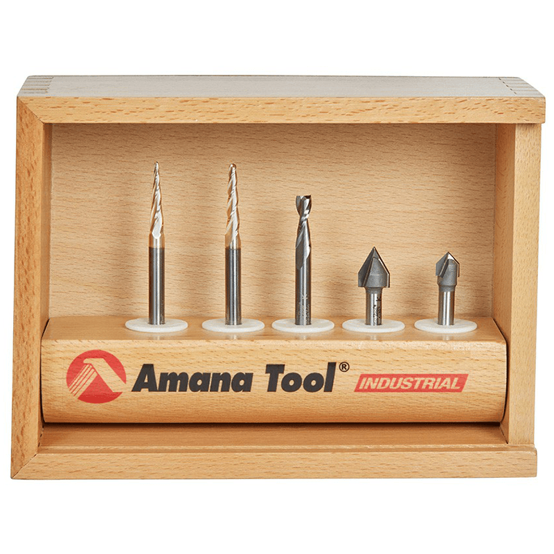 5-Piece Starter Engraving Router Bit Collection, 1/4" Shank - Alt Image 1