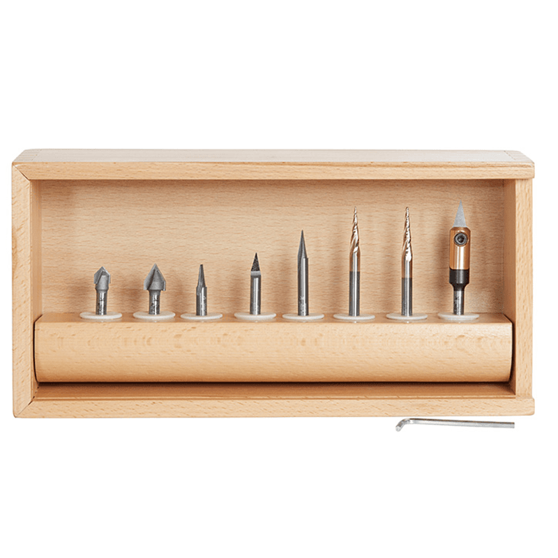 8-Piece 'V' Carving CNC Router Bit Collection, 1/4" Shank - Alt Image 1