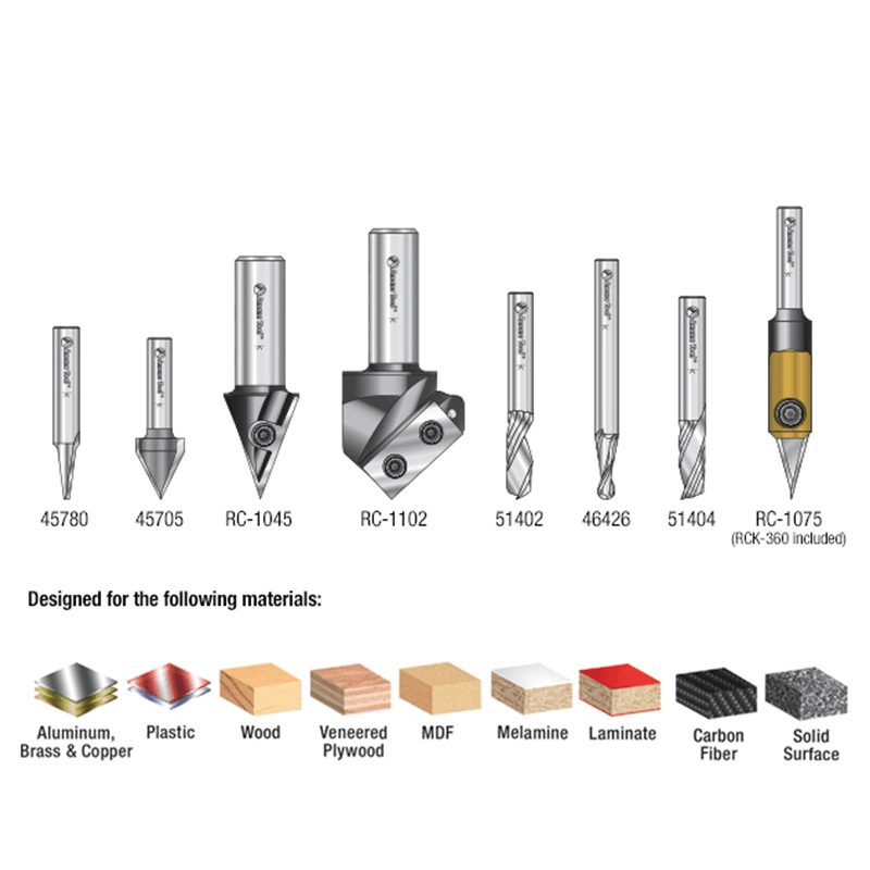 8-Piece CNC Signmaking Starter Router Bit Collection - Alt Image 2