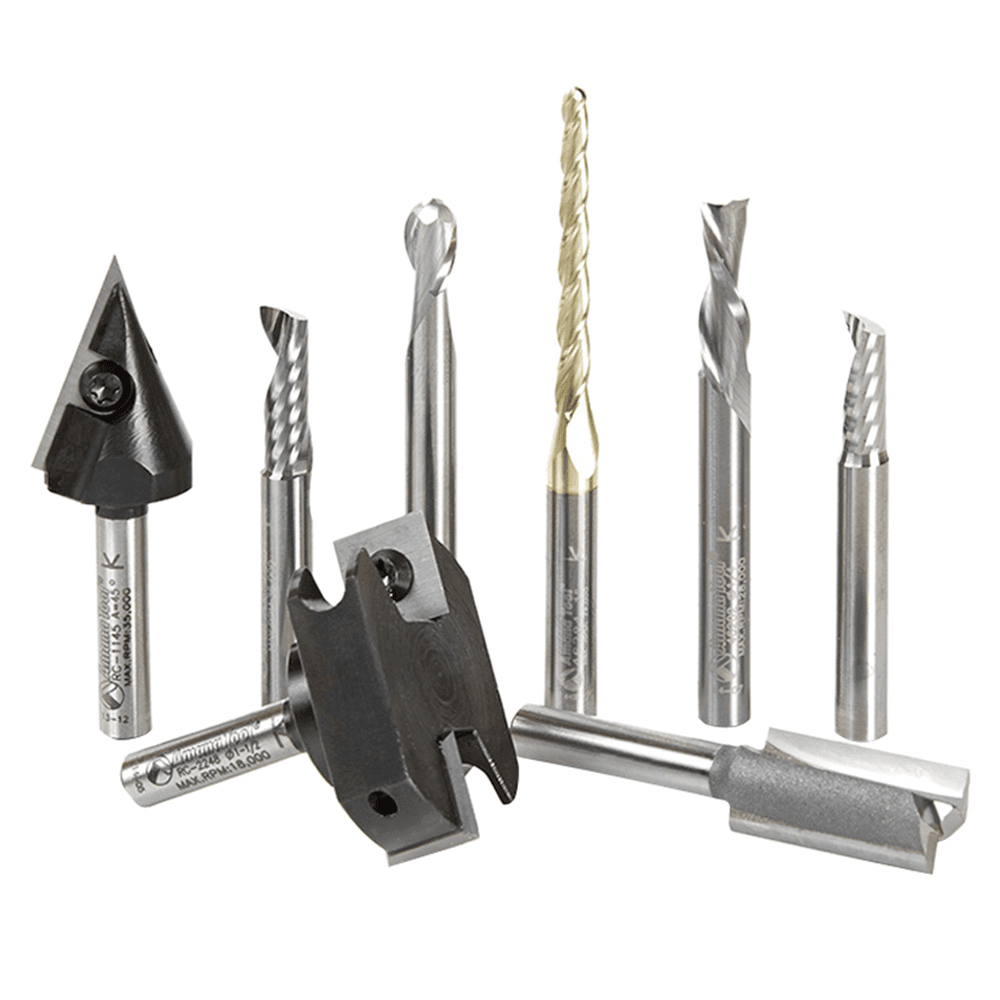 8-Piece CNC Signmaking Starter Router Bit Collection II, 1/4" Shank - Main Image