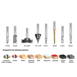8-Piece CNC Signmaking Starter Router Bit Collection II, 1/4" Shank - Alt Image 2