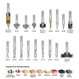 18-Piece CNC Signmaking Advanced Router Bit Collection, 1/4" Shank - Alt Image 2