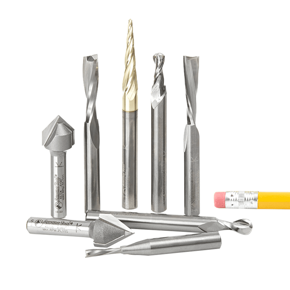 8-Piece CNC General-Purpose Router Bit Collection, 1/4" Shank - Main Image