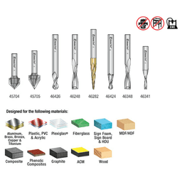 8-Piece General Purpose CNC Router Bit, 1/4" Shank Alt 11 - Image