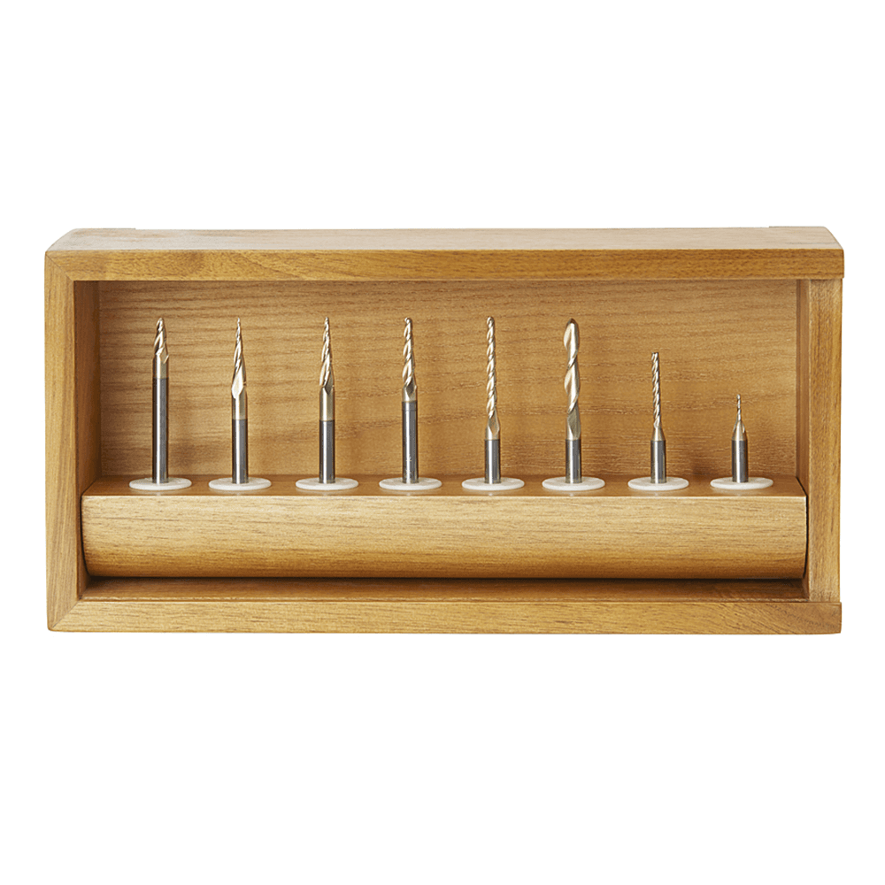 8-Piece CNC 2D/3D Carving Ball Nose ZrN Coated Up-Cut Spiral Router Bit Collection, 1/4" Shank - Alt Image 1