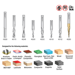 Spiral Compression, Tapered/Straight CNC Router Bit, 1/4" Shank (8 Pices) Alt 1 - Image
