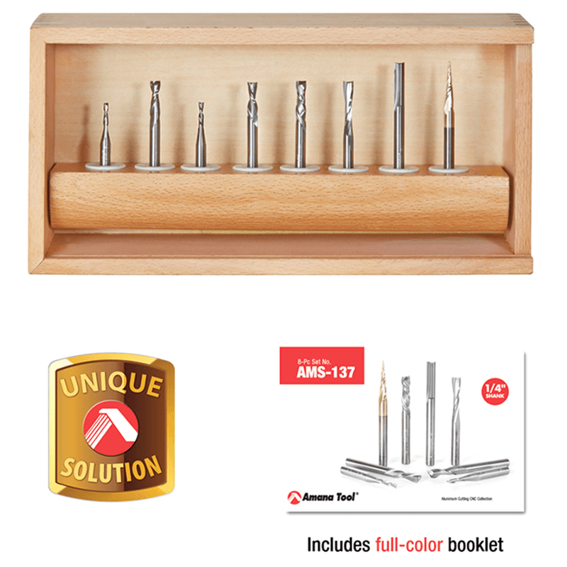 Spiral Compression, Tapered/Straight CNC Router Bit, 1/4" Shank (8 Pices) Alt 2 - Image