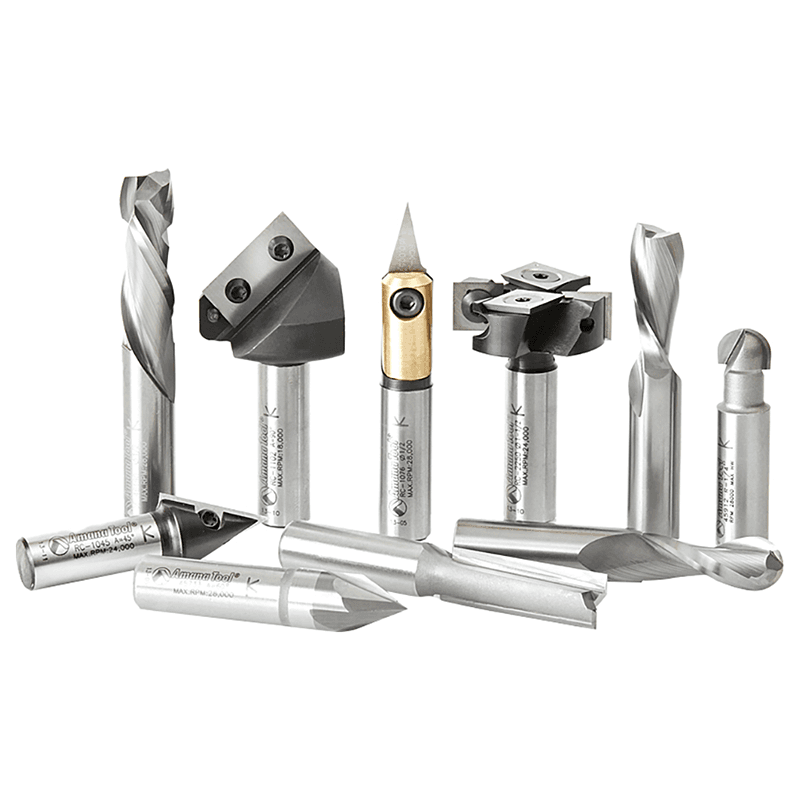 10-Piece CNC 3D/Signmaking/Lettering/Engraving Router Bit Collection, 1/2" Shank - Main Image