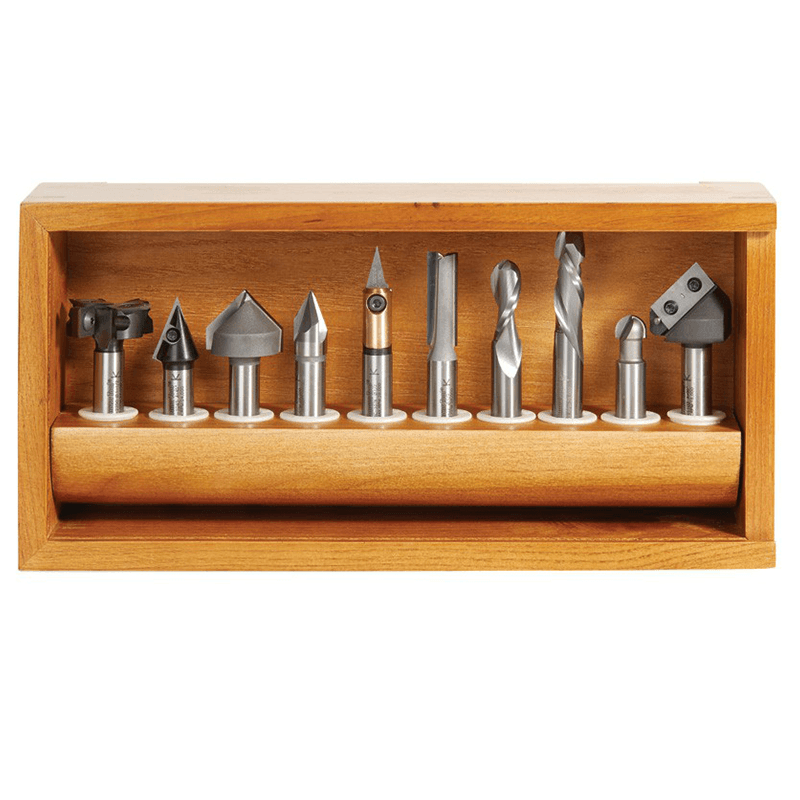 10-Piece CNC 3D/Signmaking/Lettering/Engraving Router Bit Collection, 1/2" Shank - Alt Image 1