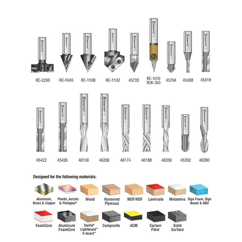 18-Piece CNC Advanced General Purpose Router Bit Collection, 1/2" Shank - Alt Image 2