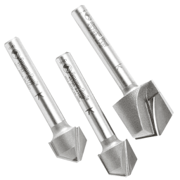 3-Piece V-Groove Router Bit Set for Double Edge Folding ACM Panel, 1/4" Shank - Main Image