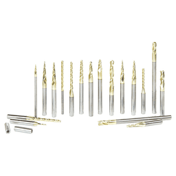18-Piece 2D/3D Carving/Lettering ZrN Coated Up-Cut Spiral Router Bit Collection - Main Image