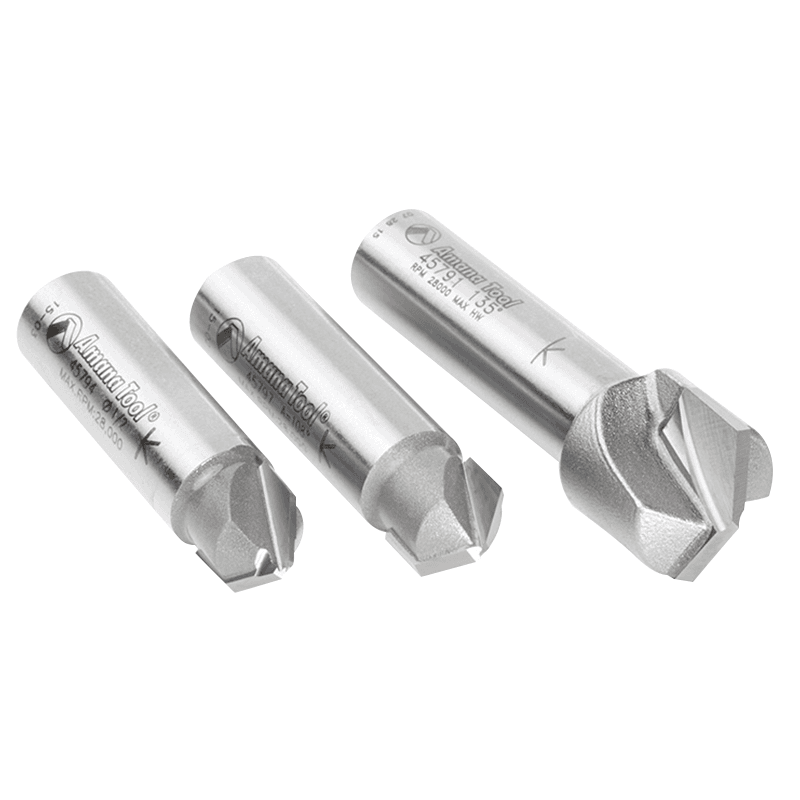 3-Piece V-Groove Router Bit Set for Double Edge Folding ACM Panel, 1/2" Shank - Alt Image 2