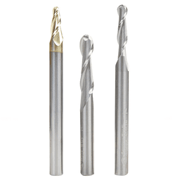 3-Piece CNC Ball Nose Up-Cut Spiral Router Bit Pack, 1/4" Shank - Alt Image 1