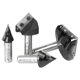 AMS-150 4-Piece 45°/60°/90°/120° 3D CNC Signmaking, Lettering/Engraving Insert V-Groove Router Bit, 1/2" Shank Main - Image