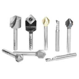 8-Piece V-Groove Router Bit Collection for Double Edge Folding ACM Panel, 1/4" Shank - Main Image