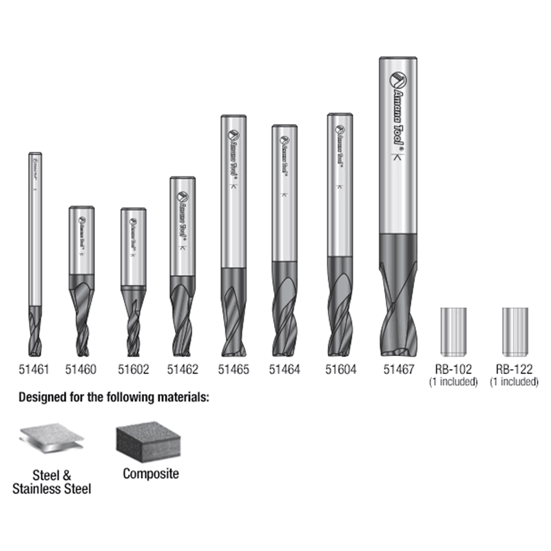 8-Piece CNC AlTiN Coated Spiral End Mill/Router Bit Collection - Alt Image 2