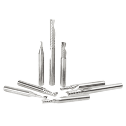 8-Piece CNC 'O' Flute Aluminum Cutting Spiral Router Bit Collection, 1/4" Shank - Main Image