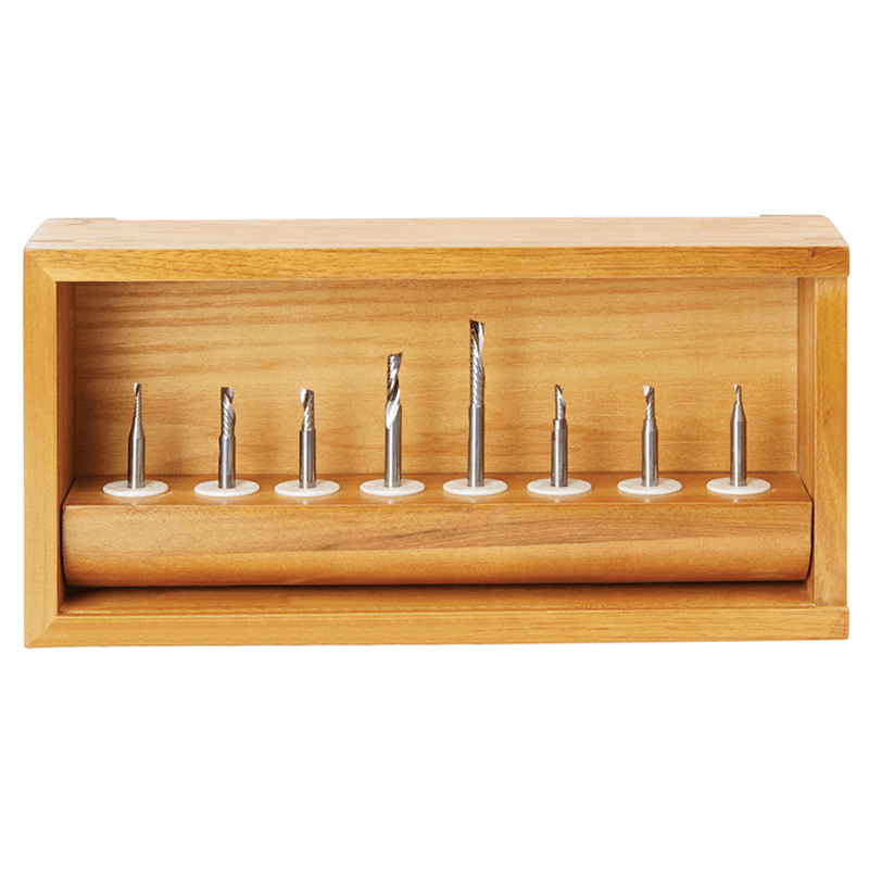 8-Piece CNC 'O' Flute Aluminum Cutting Spiral Router Bit Collection, 1/4" Shank - Alt Image 1