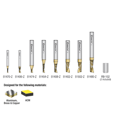 8-Piece CNC Aluminum Cutting 'O' ZrN Coated Spiral Router Bit Collection - Alt Image 2