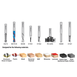 8-Piece CNC Starter Router Bit Collection, 1/4" Shank - Alt Image 2