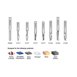 8-Piece CNC Plastic Cutting 'O' Spiral Router Bit Collection, 1/4" Shank - Alt Image 3