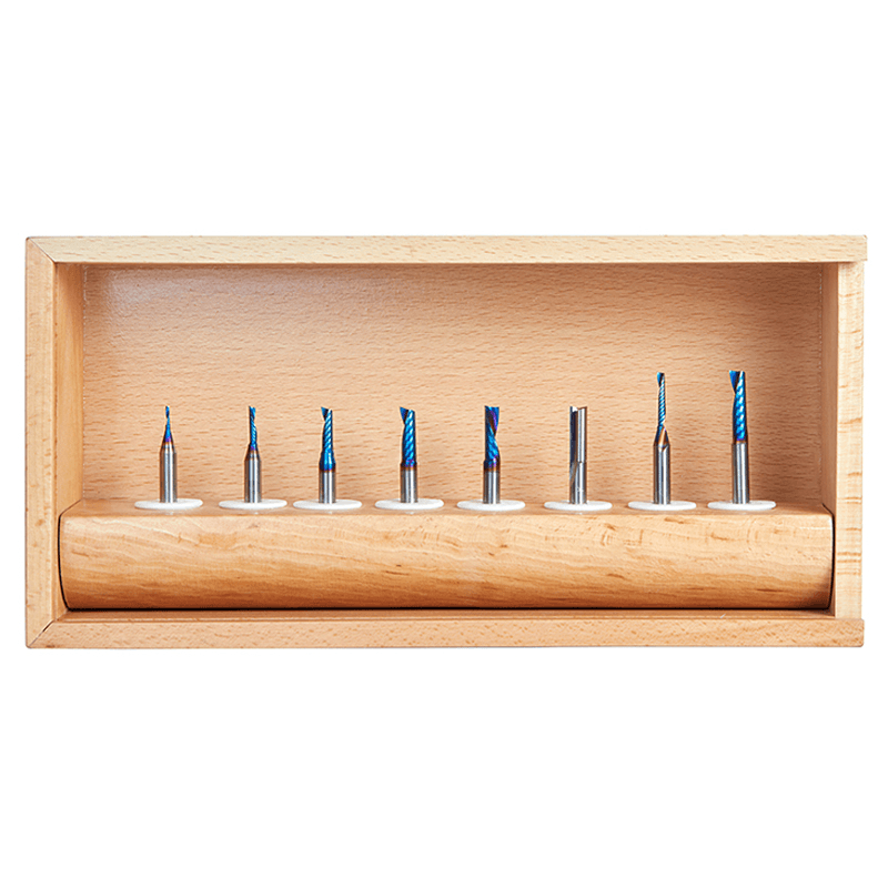 8-Piece Spektra CNC Plastic Cutting 'O' Spiral Router Bit Collection, 1/4" Shank - Alt Image 1