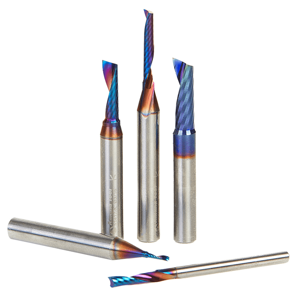 5-Piece Spektra Plastic Cutting 'O' Flute CNC Spiral Router Bit Set - Main Image